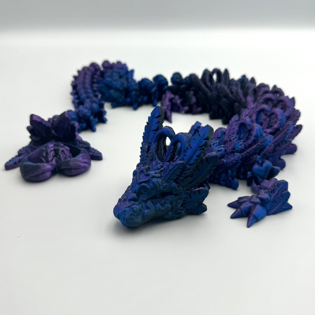 Dark Heart Dragon: 22" 3D Printed Articulated Dragon - Cosmic Chameleon