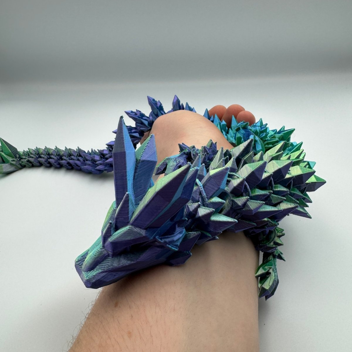 Crystal Dragon: Exquisite 3D Printed Flexible Crystal Dragon Sculpture - Cosmic Chameleon